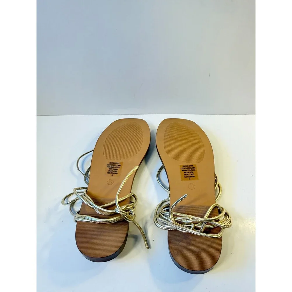 Seychelles Womens Sandals Lilac Flat Light Gold Metallic Leather US 10
